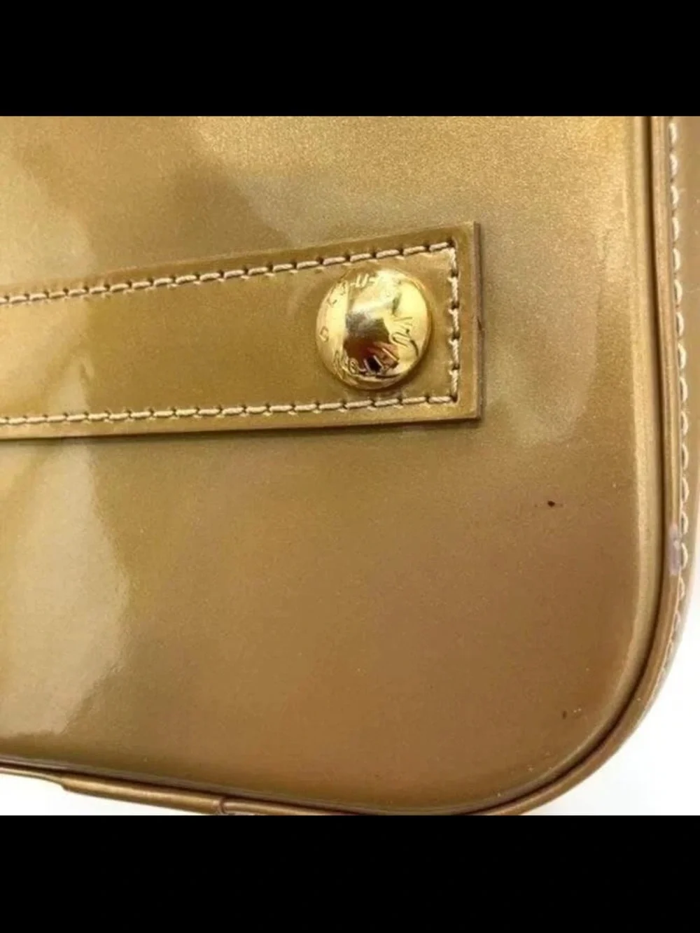 Louis Vuitton Vernis Alma PM Leather Satchel in Mustard